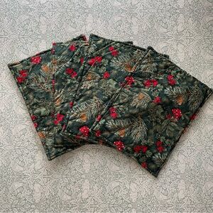 Handmade Festive Woodsy Winter Christmas Pine Cranberry Placemats